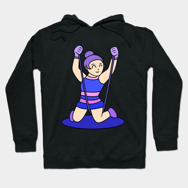 Chibi girl gymnastic rope Hoodie by Andrew Hau